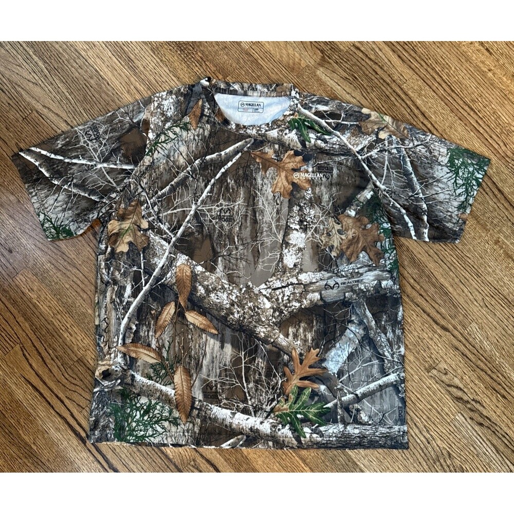 Magellan Outdoors Hunt Gear Short Sleeve Camo T-Shirt Size 2XL Realtree Edge